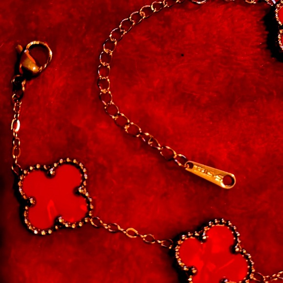 Brand new Red five clover, silver bracelet ￼ - Picture 2 of 2